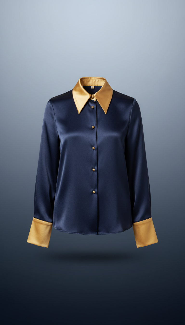 Blusa con acento satinado dorado opulento