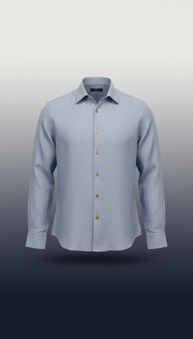 Camisa azul hielo lino smart-casual